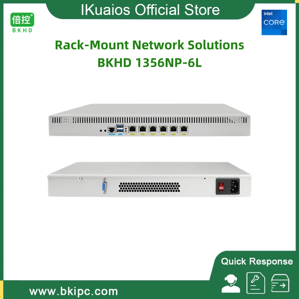 

IKuaiOS 1U Rack Network Appliance 8th Gen Intel Core 6x2.5G i226 Ethernet for Firewall Router Support Pfsense Mikrotik 1356NP 6L