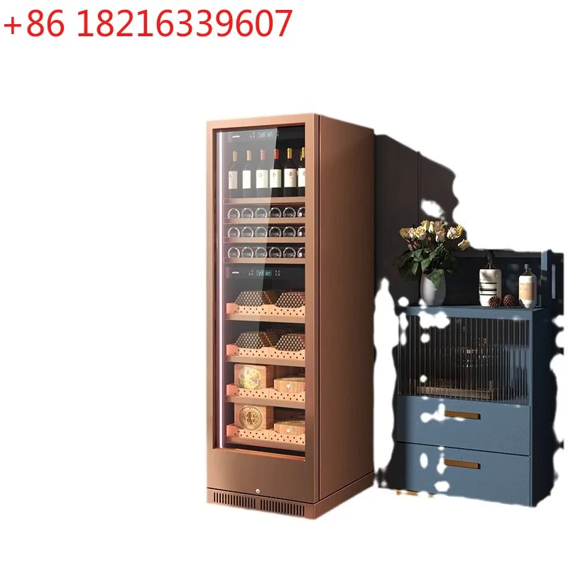 

Cigar cabinet Fingerprint password Double temperature constant temperature and humidity Red wine cigar integrated cabinet