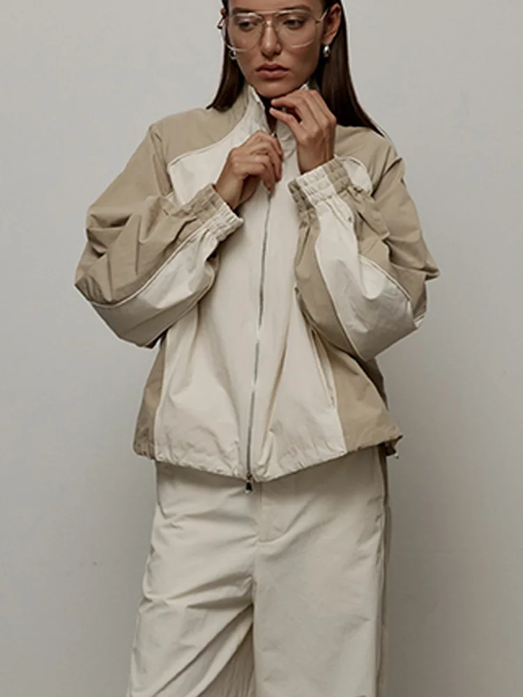 THRUM 2026 Summer Women Color Block Drawstring Tracksuit, Casual Zipper Jacket Pants Two Piece Set  Sportswear