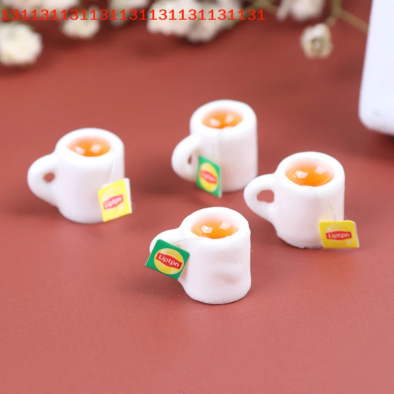 12pcs Dollhouse Resin Mini Tea Cup Set Dollhouse Miniature Accessories Toy for Dollhouses