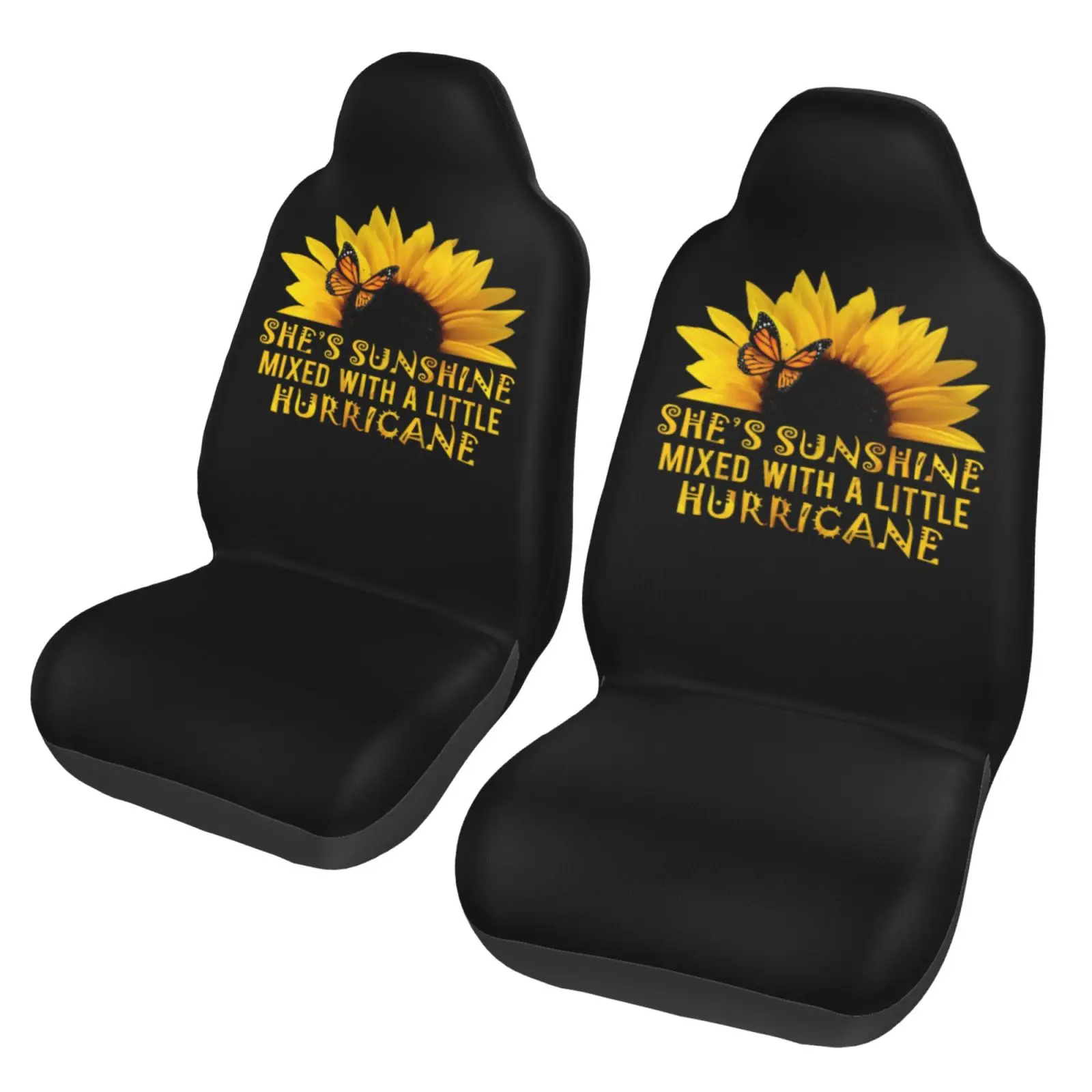 

Sunflower Print Car Seat Cover 2PCS Front Car Seat Cover Seat Anti Fouling Protective Cover Handsome Car Accessories