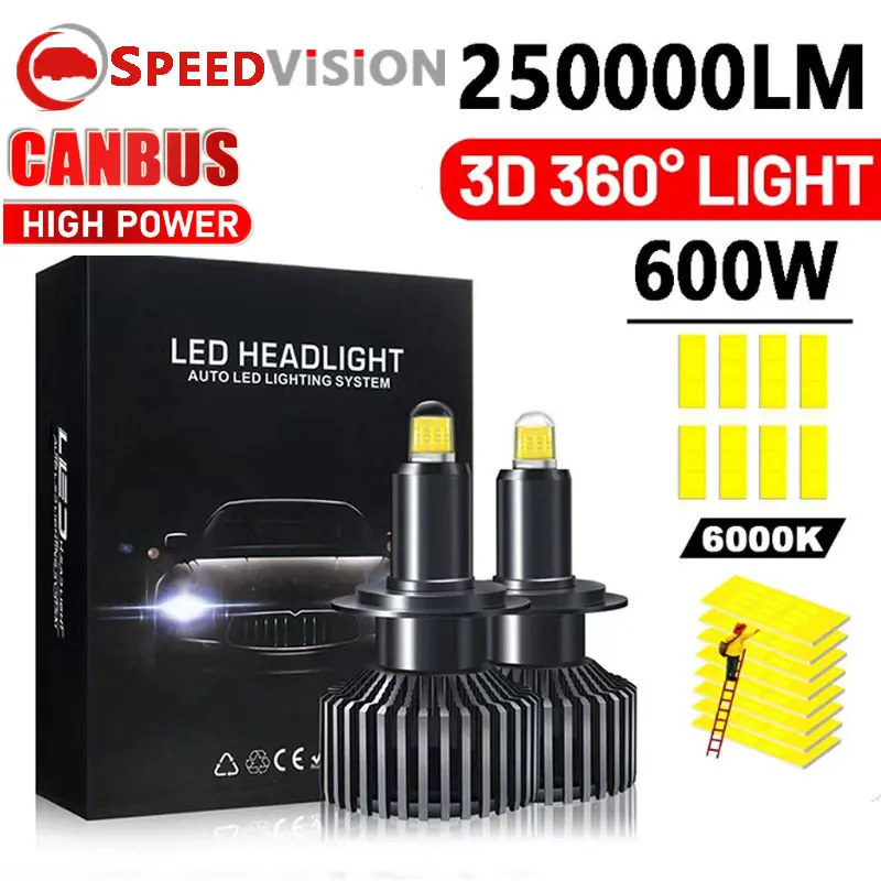 

H7 LED Canbus 360 3D 8 Sides Car Headlight Bulb H1 H11 H8 HB3 9005 HB4 9006 9012 HIR2 CSP Led H4 Auto Lamp 6000K 12V Lights