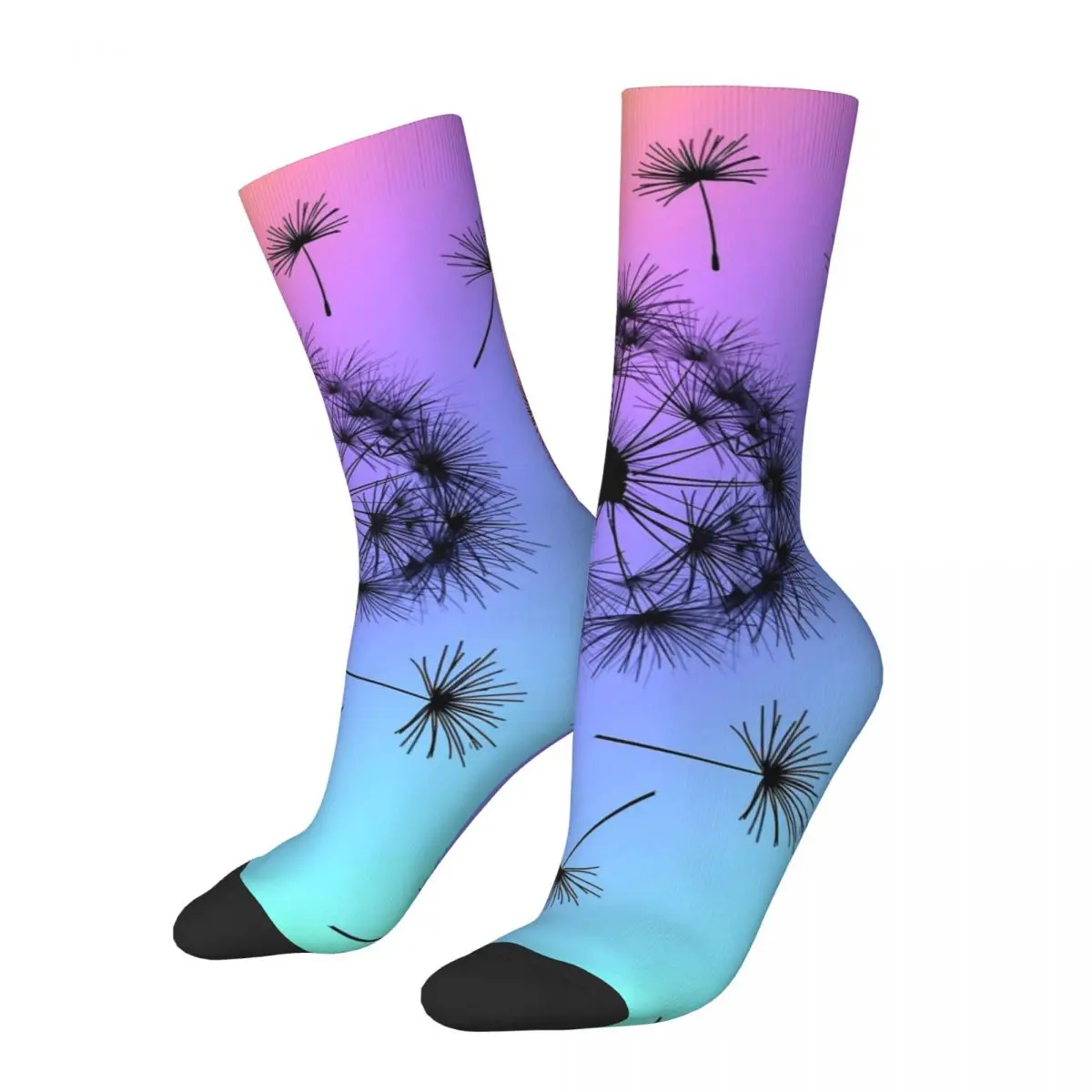 Dandelion Socks Rainbow Wishes Vintage Stockings Autumn Anti Skid Unisex Socks Breathable Printed Skateboard Socks