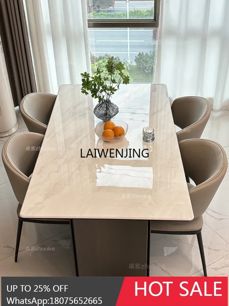 CF microcrystalline stone dining table and chairs high-end combination modern simple natural marble dining table dinner