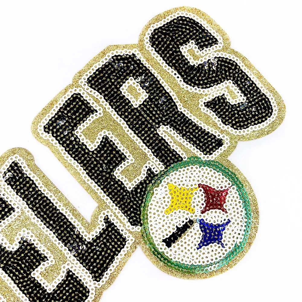 كبير فريق الرجبي الأمريكي الكي التصحيح البسيطة لطيف كرة القدم المطرزة النسيج شارة حسناء الملابس تي شيرت اكسسوارات ديكور ذاتي الصنع #5