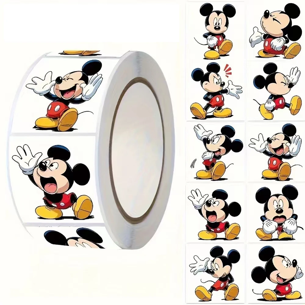

500pcs/roll Cute Cartoon Mickey Mouse Sealing Stickers Funny Disney Anime Reward Decals Laptop Phone Suitcase Creative Sticker