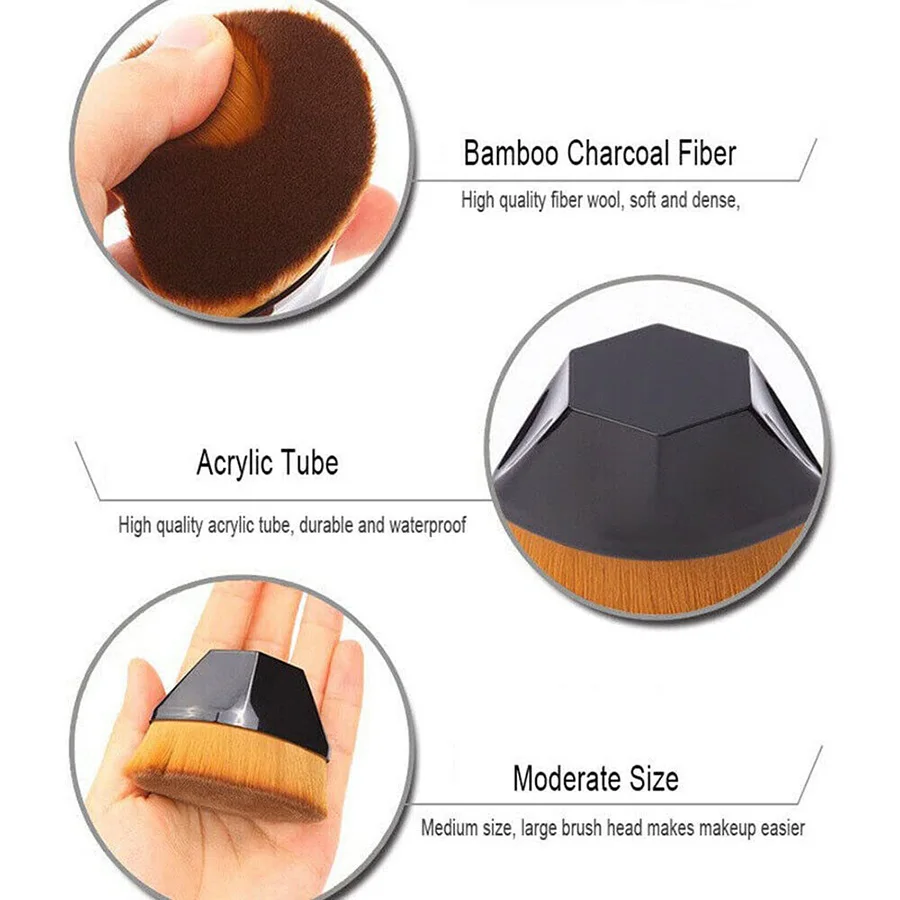 كريم أساس لا تشوبه شائبة لفرشاة المكياج السائلة المحمولة الجمال المهنية كبيرة لينة قاعدة الوجه أحمر الخدود فرش شعيرات الإناث #6