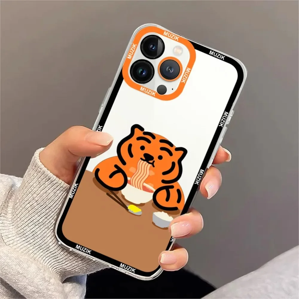 M-MUZIK T-TIGER Phone Case For Samsung S20 S21 S22 S23  Ultra Plus S10 Transparent Border Shell