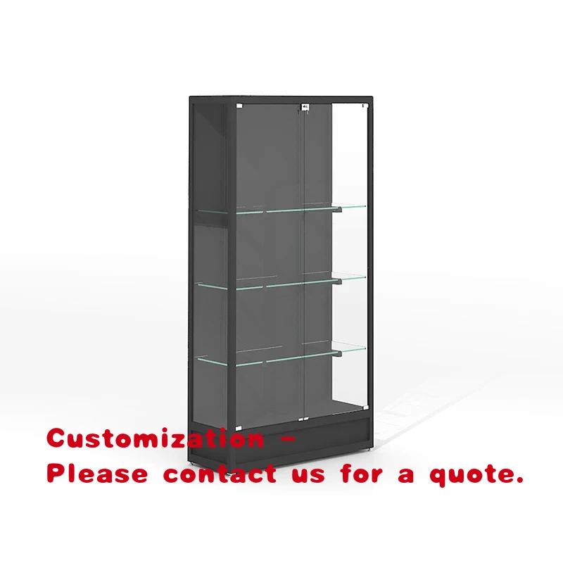 

custom.Modern White Frame Glass Display Cabinet with 3 Adjustable Shelves Collectibles and Retail Showcase