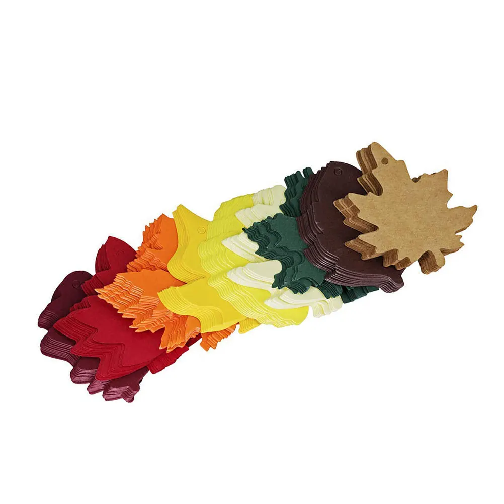 180 قطعة من ورق الكرافت لعيد الشكر، علامات هدايا على شكل ورقة القيقب، رسالة، علامة تزيين عيد الميلاد، مجموعة ألوان عشوائية #5