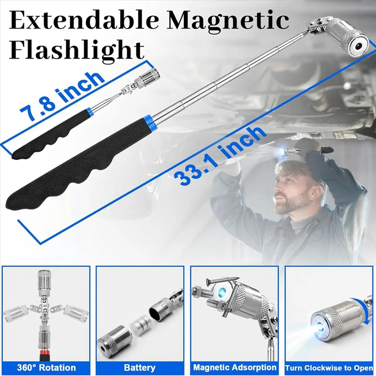 A58Z 11 Pcs Automotive Hook and Pick Tool Set with Telescoping Magnetic Pickup Gasket Remover Pry for Auto