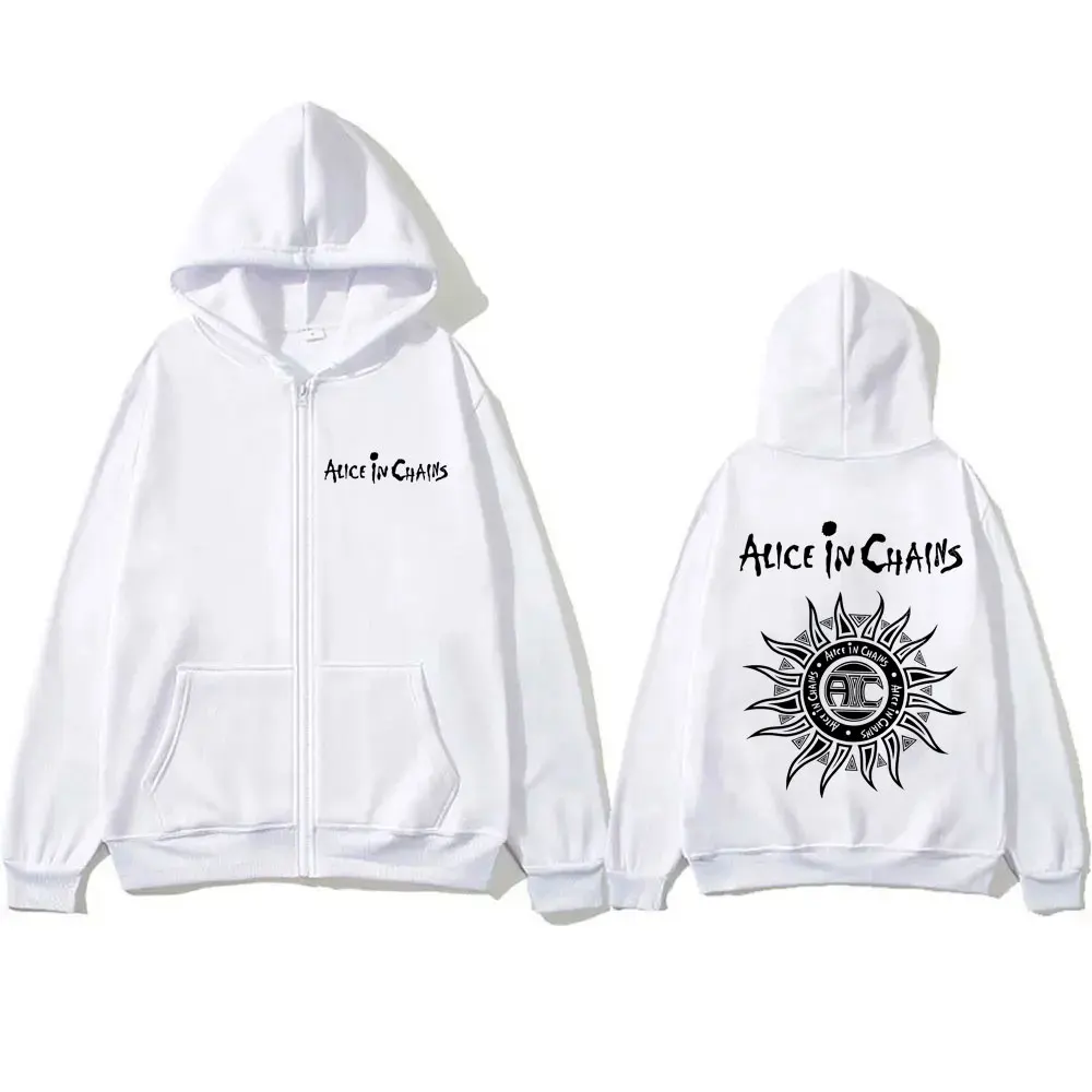 Rock Band Alice in Chains Zipper Hoodie Men Women Gothic Punk Cool Streetwear Male Fashion Vintage Oversized Zip Up Jacket Coat