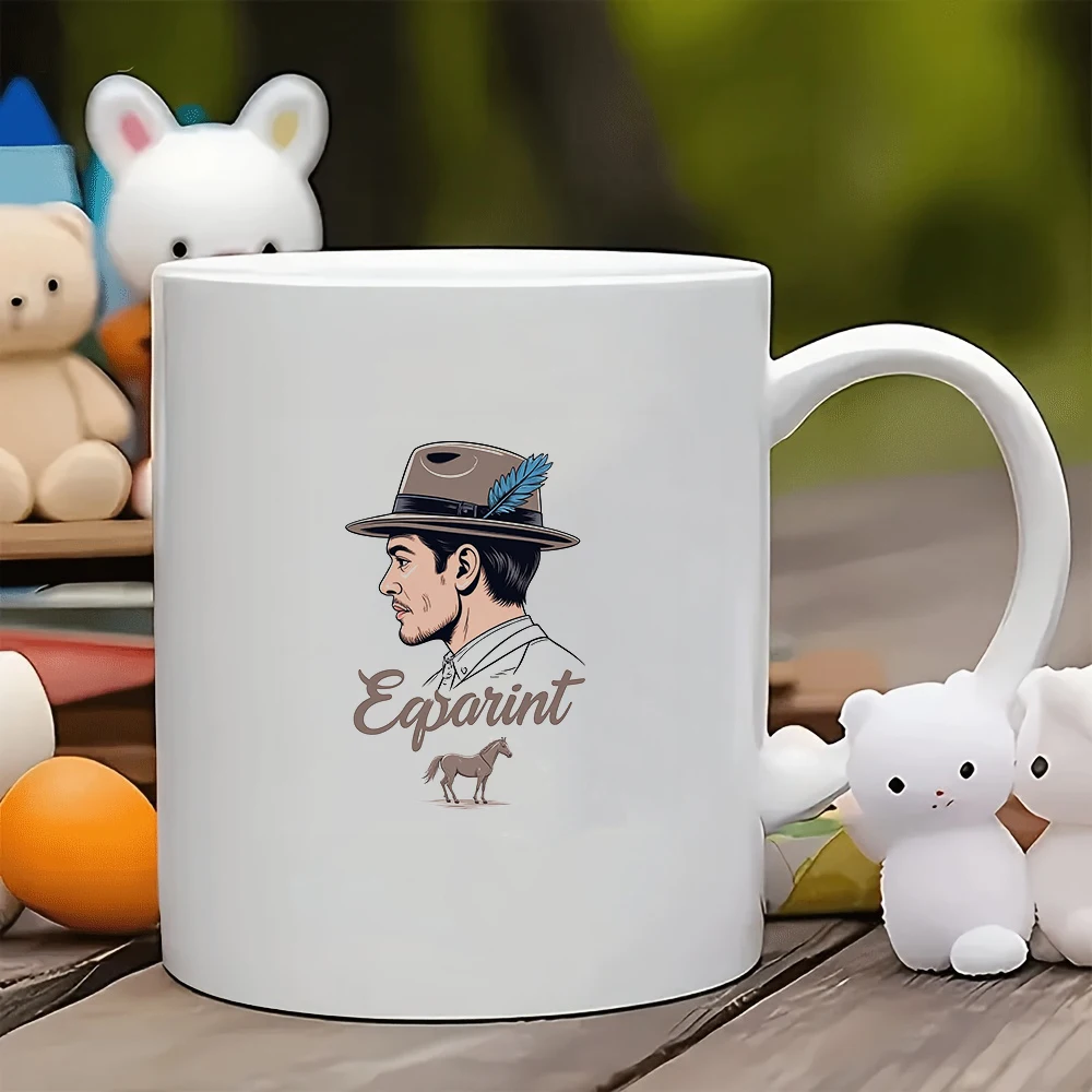 Чашка 11 унций + ретро-кепка для мужчин, рукописный эспарант + декор с рисунком лошади, рождественский подарок, домашний офис, чашка для холодных и горячих напитков