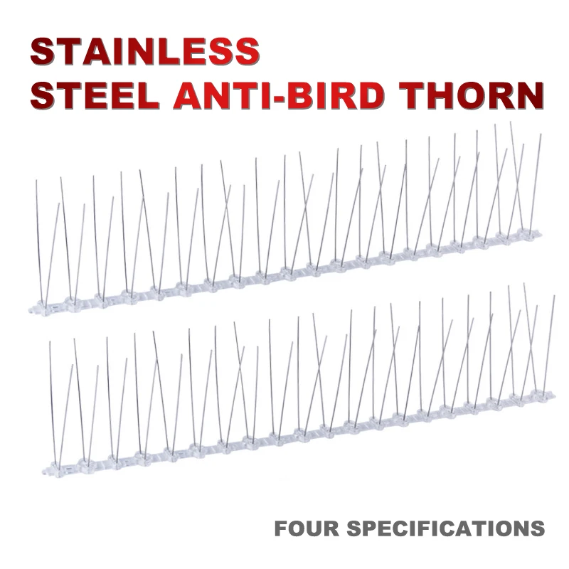 25/50cm Stainless Steel Bird Thorn Garden Orchard Fence Spikes Catcher Repeller Anti-Theft Pigeon Nails Plastic Base