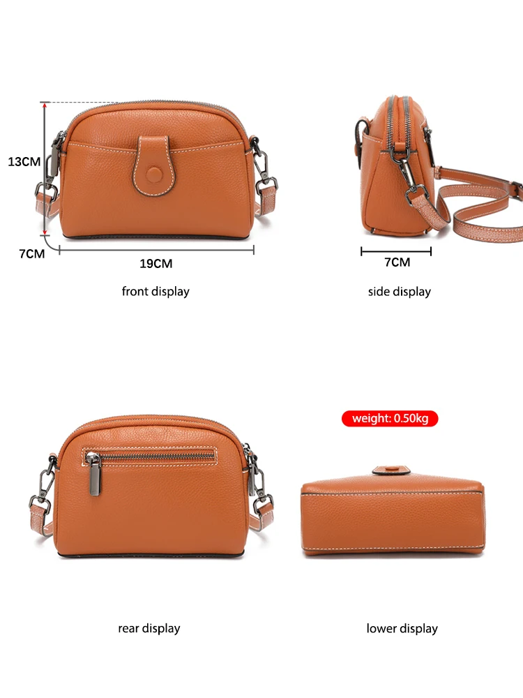 Zency Women Soft Leather Bag Crossbody Female Shell Shoulder Bags Multi-pockets Small Handbag
