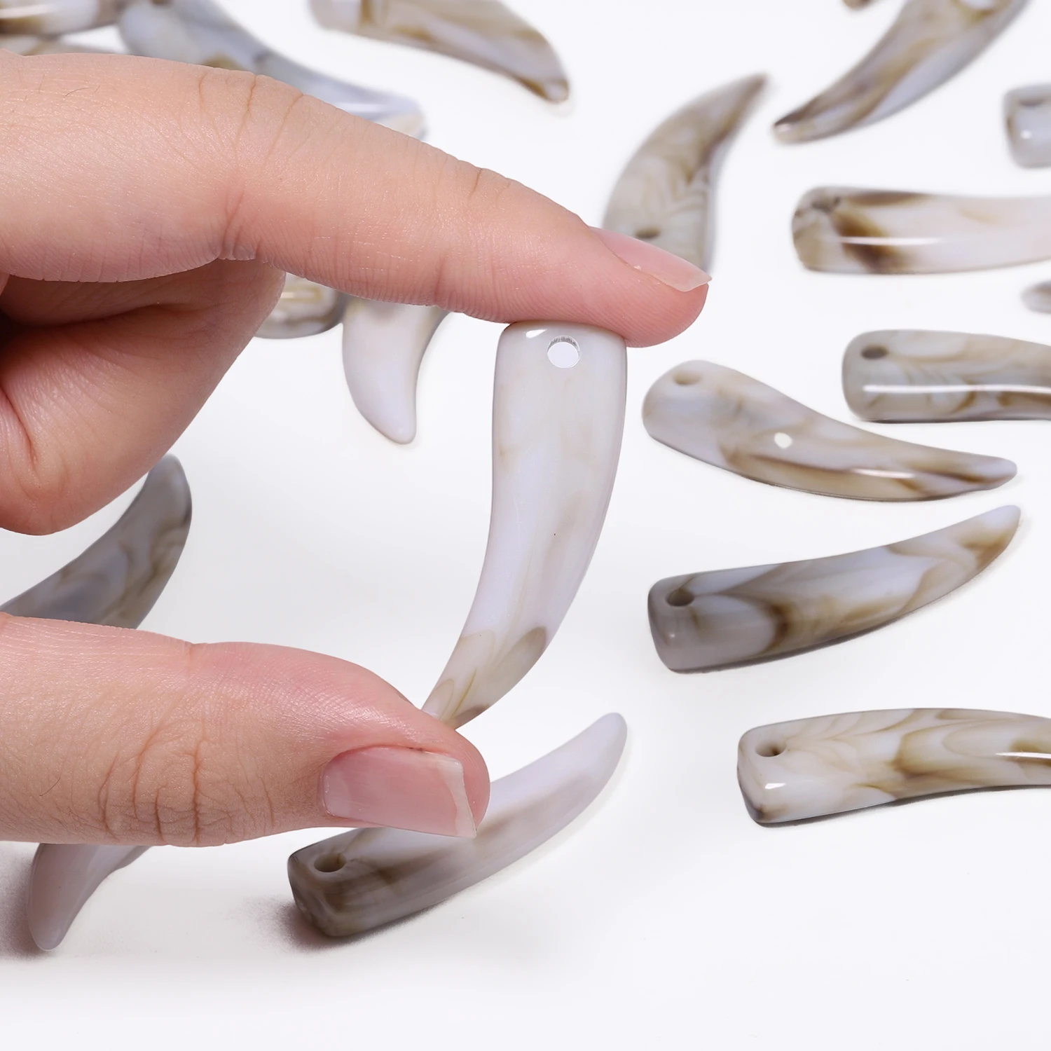 White Black Coffee Color Acrylic Wolf Tooth Charm Pendant for DIY Crafts Bracelet Earring Necklace Personality Accessories