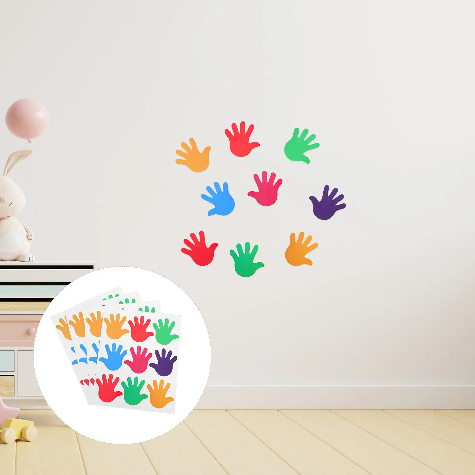 

45Pcs Removable Waterproof Vinyl Floor Stickers Hand Print Design Easy Clean Peel and Stick Decor for Bedroom Living Room