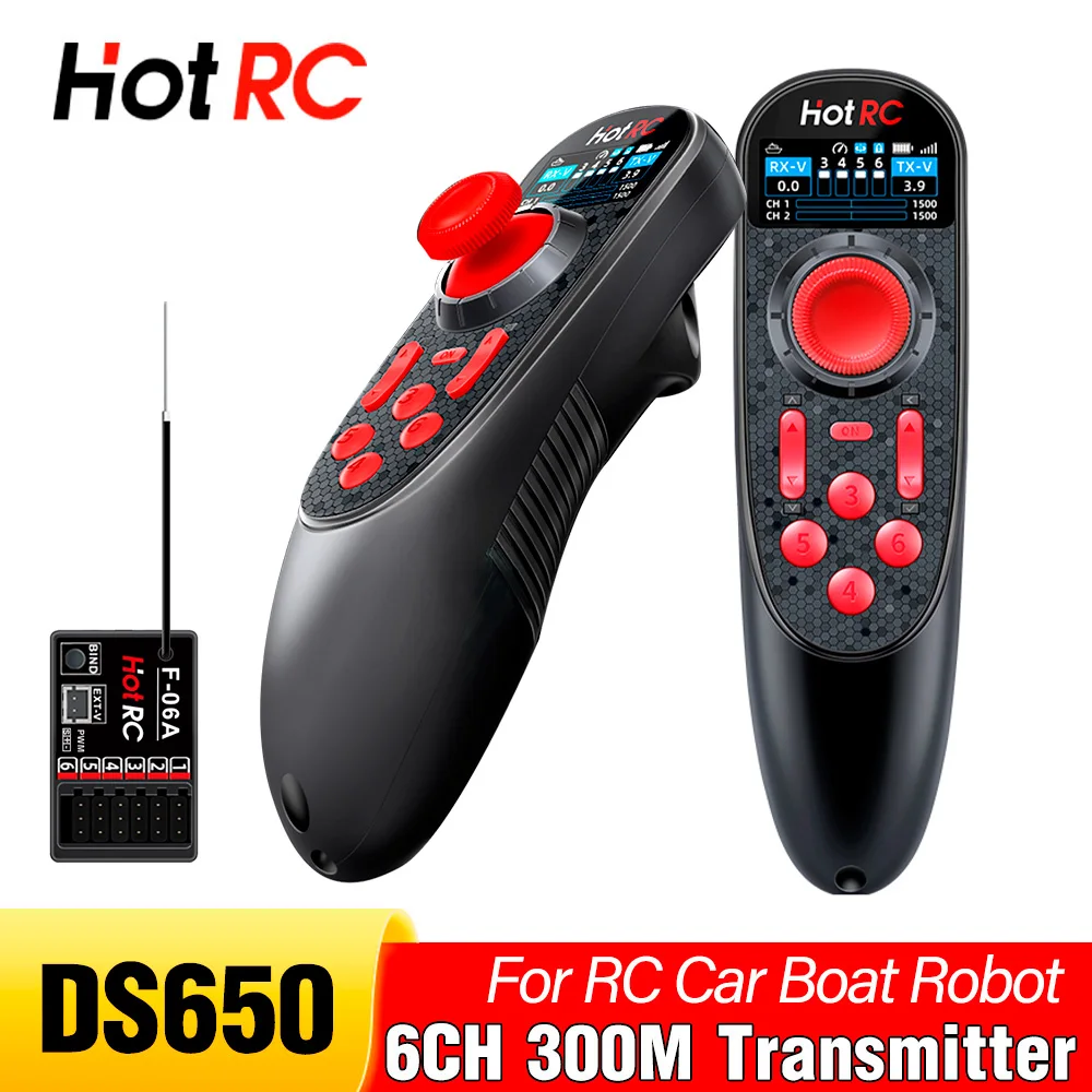 OTRC DS650 Radio Transmitter 6Channels 300M 2.4CHZ Remote Controller Built-in 1500mAh With F-06A Receiver For RC Car Boat Robot