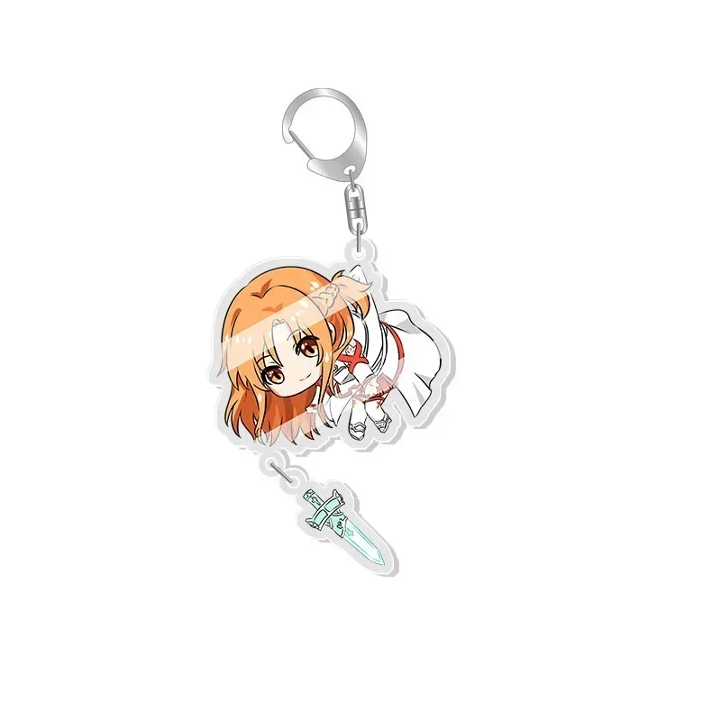 Anime Sword Art Online Kirito Keychain Yuuki Asuna Asada Shino SAO Cartoon Keyring Baji Bag Tag Accessories Decorative Gift