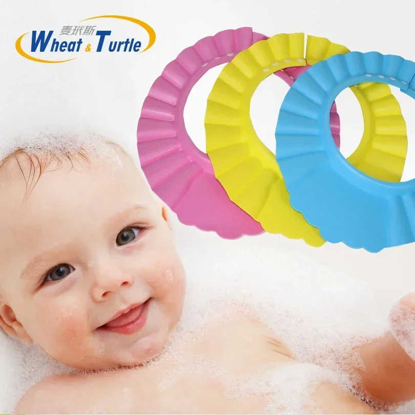 

Hot Sale Baby Bath Cap Visor Hat Adjustable Shower Protect Eye Waterproof Shampoo Splashguard Hair Wash Shield for Inf