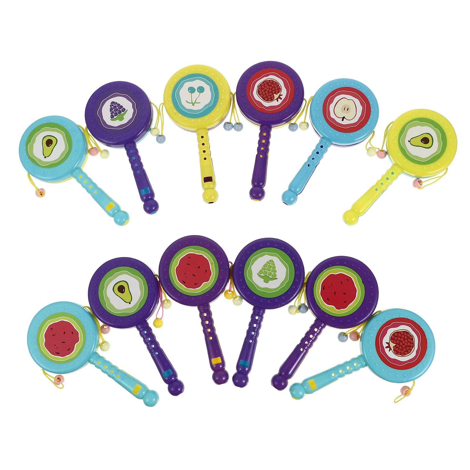 12 pezzi tamburi a sonaglio colorati tamburo portatile creativo per neonati strumento di apprendimento per la stimolazione sensoriale del bambino