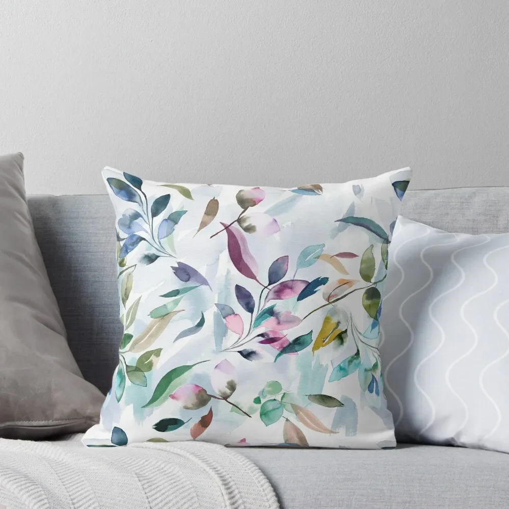 Watercolor Colorful Leaves Calm Throw Pillow luxury home accessories Sofa Cushions Pillow