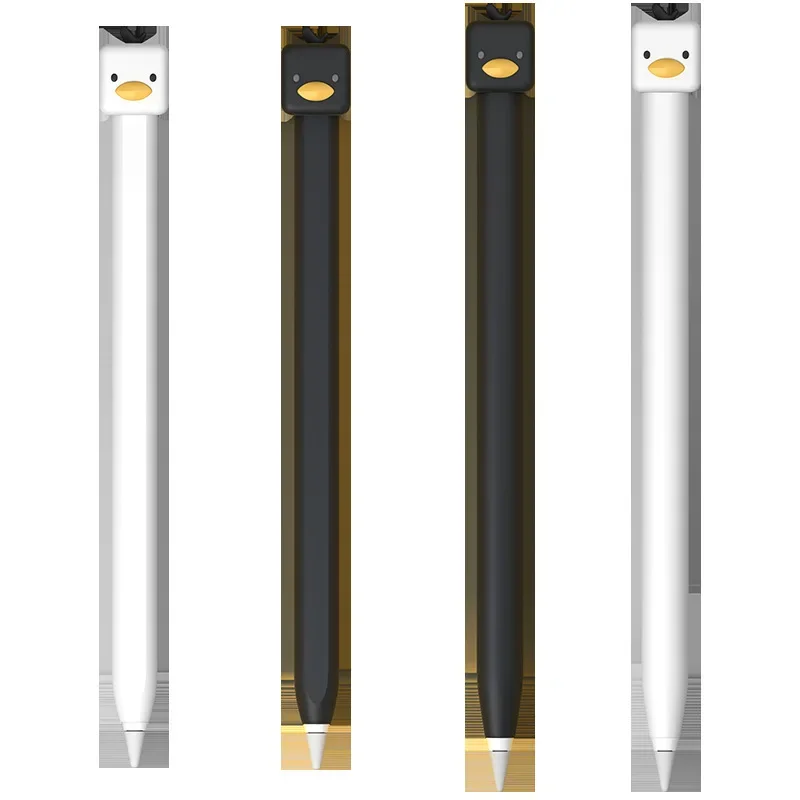 Estojo de proteção de lápis para apple pencil 1 2, capa de pato fofa para ipad, estojo de silicone antiderrapante para apple pencil 2 1, manga