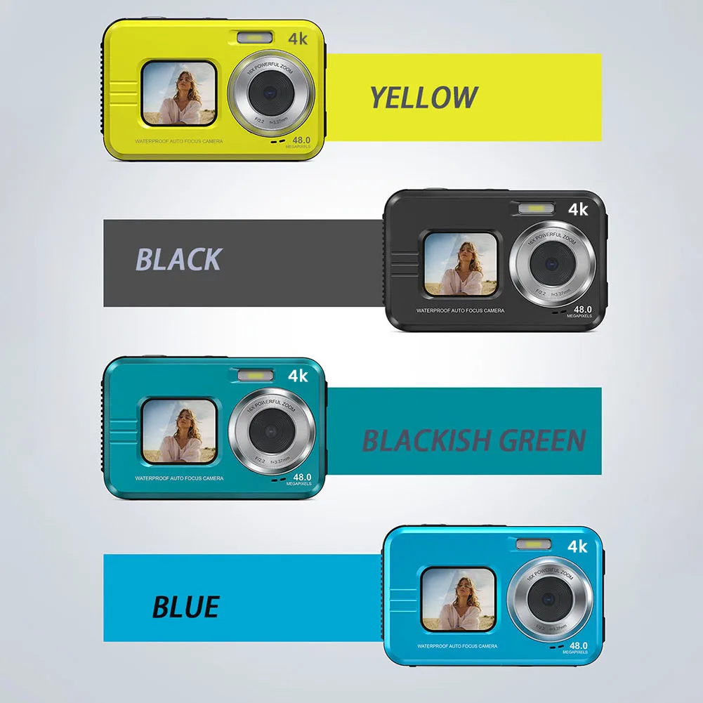 عمل كاميرا مزدوجة شاشات Selfie كاميرا رقمية مقاوم للماء تحت الماء كاميرا الغبار الترا واضح فيديو سجل للرياضة