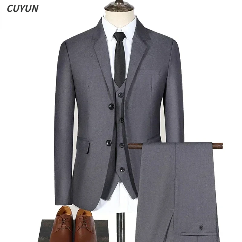 Men Suits Wedding Blazers 3 Pieces Elegant 2 Sets Luxury High Quality Business Jackets Vest Pants 2024 Formal Korean Costume