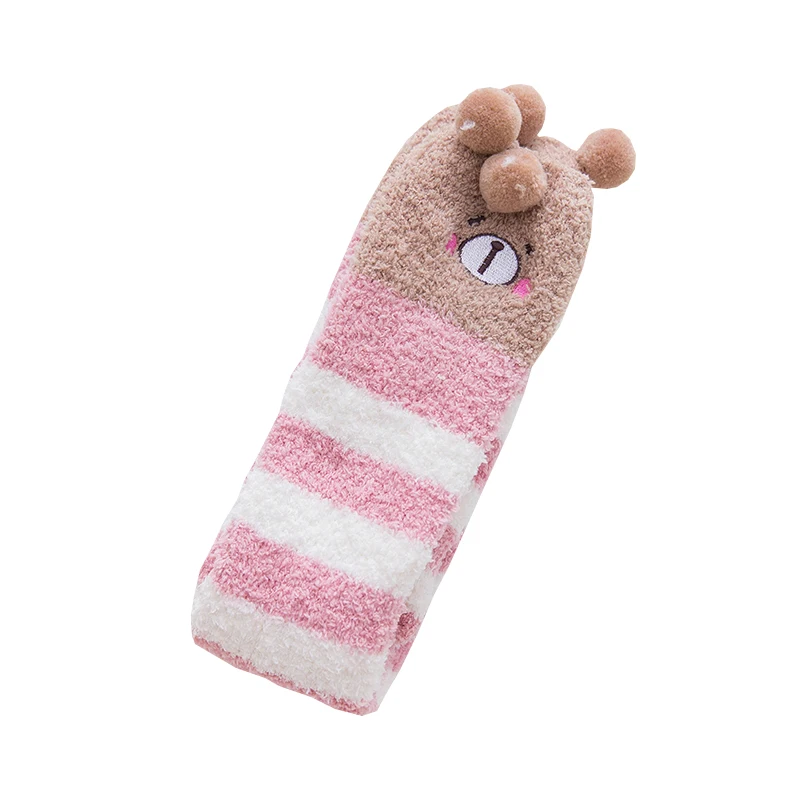 Thick below the Knees Cute Coral Fleece Floor Christmas Socks Sleep Warm Plush Furry Women's Home Long Confinement