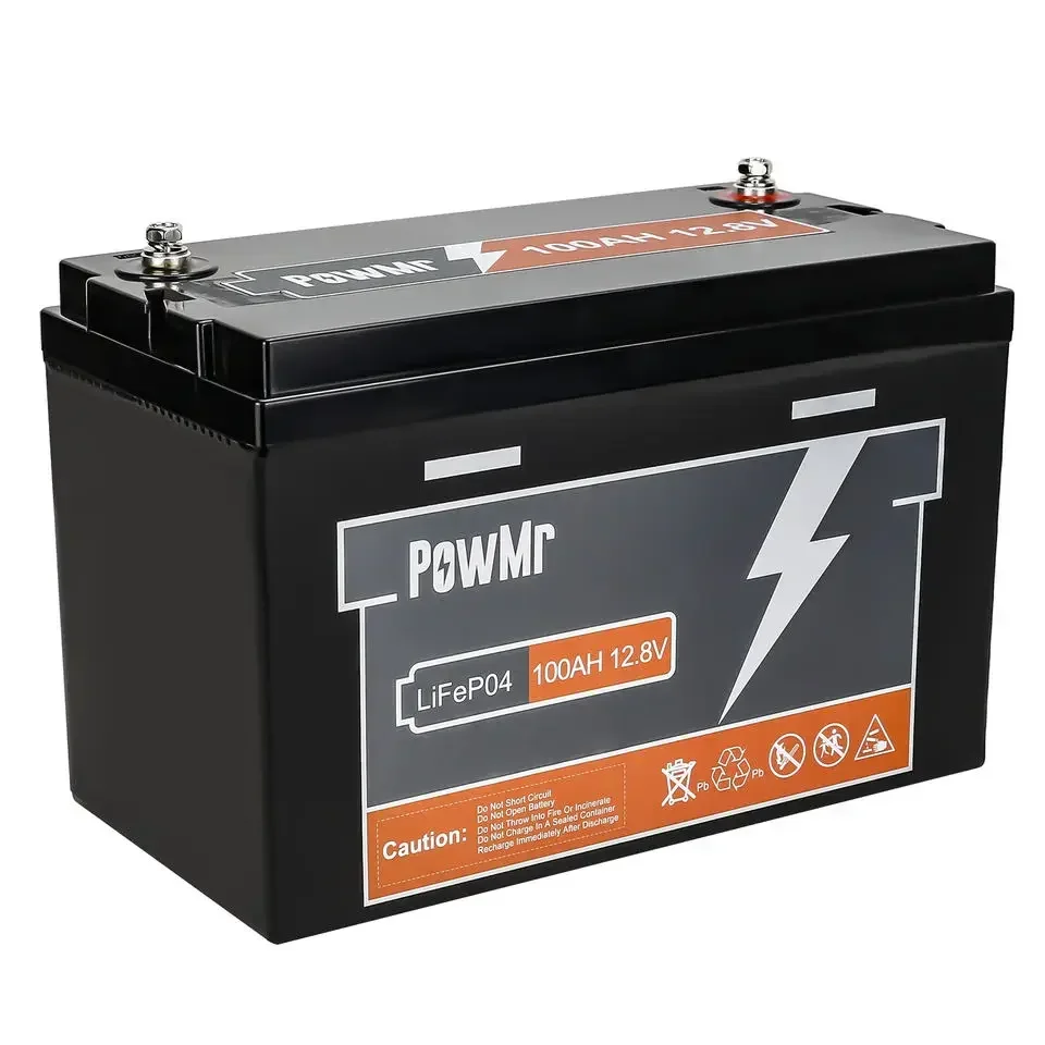 PowMr 100AH 12V Serializable 4 units Solar Battery Lithium Lead-acid Gel Battery 12.8V LiFePO4 Battery For Solar system