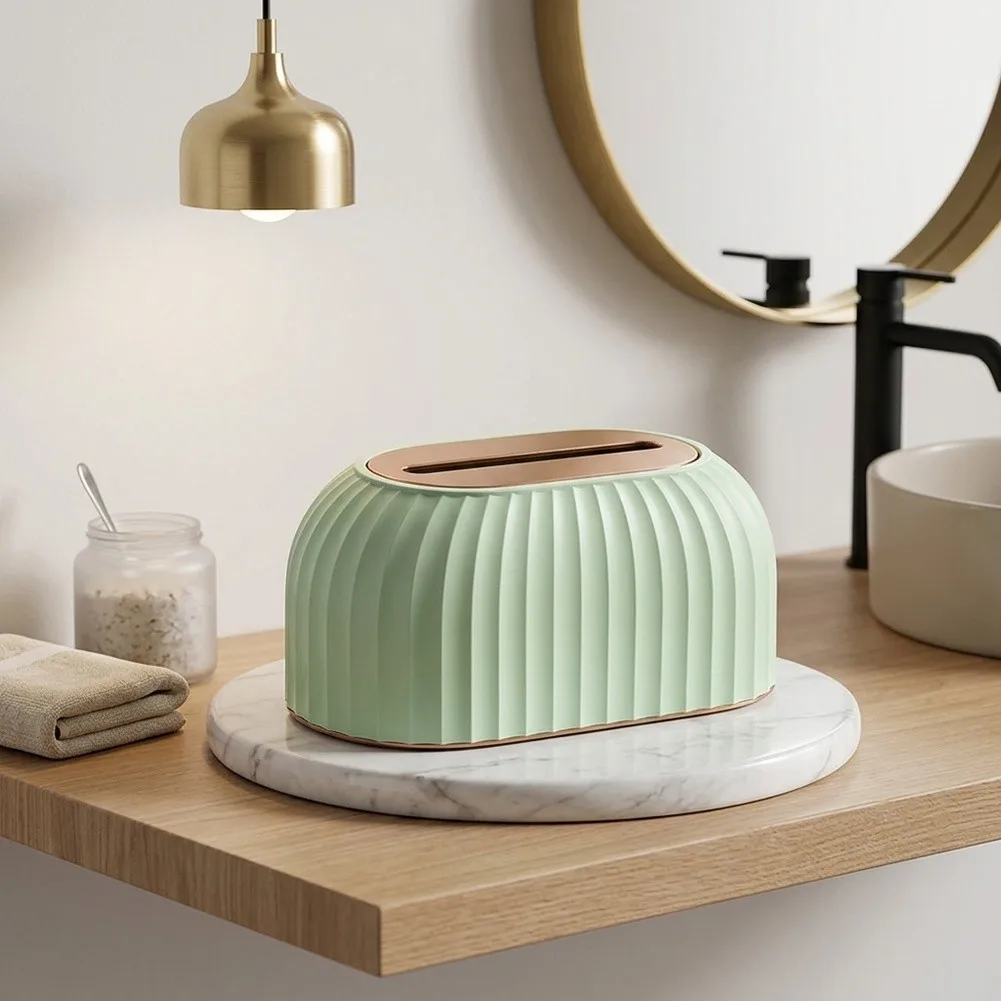Dark Green Green Holder Rectangular Smooth Stacks Single Tissues Stylish Design Tissues Bathroom Commercial For Desk
