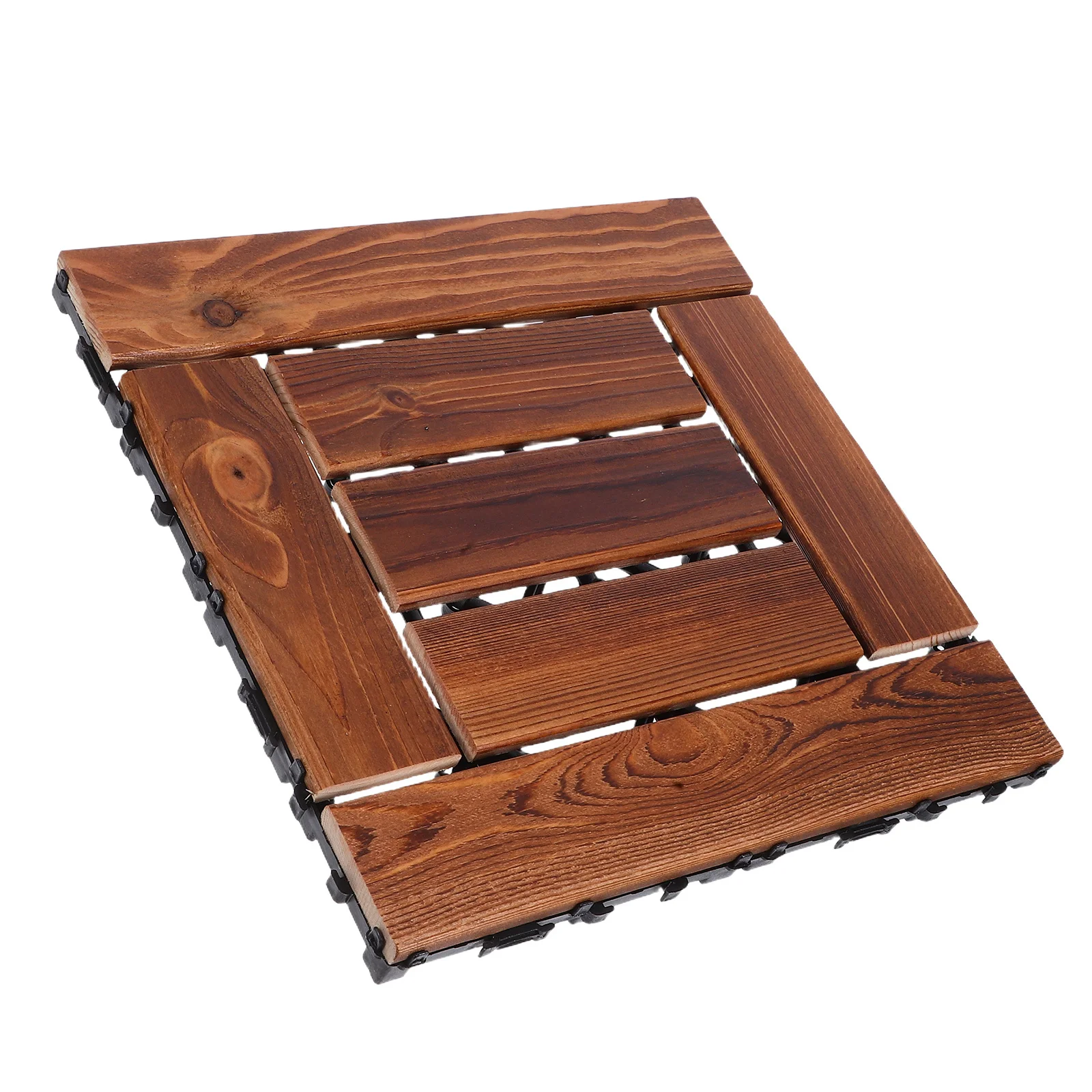 

Carbonized Larch Wood Interlocking Deck Tiles Thickened Outdoor Patio Flooring Garden Balcony Floor Natural Wood Grain Outdoor