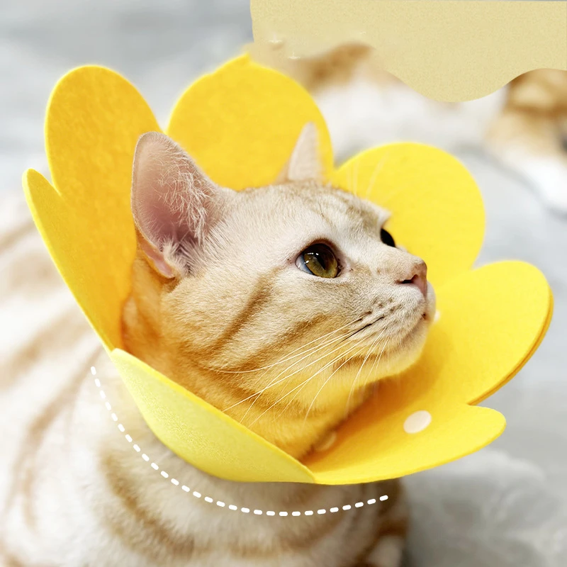 Soft Flower Cat Recovery Collar After Surgery, Adjustable Elizabethan Cone Anti-Lick Bite Protective E-Collar for Cats Dogs