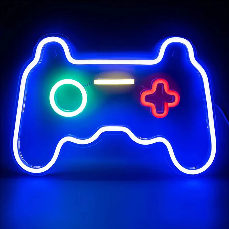 Lampu ikon permainan PS4 ikon musik, kontrol suara lampu Neon LED dekorasi suasana untuk Bar USB/bertenaga baterai