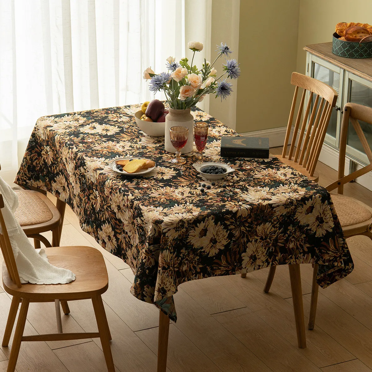 

Moroccan Desktop Printed Dust Cover Table Cloth Home Living Room Dining Tablemat Coffee Floral Picnic Table Dresser Decoration