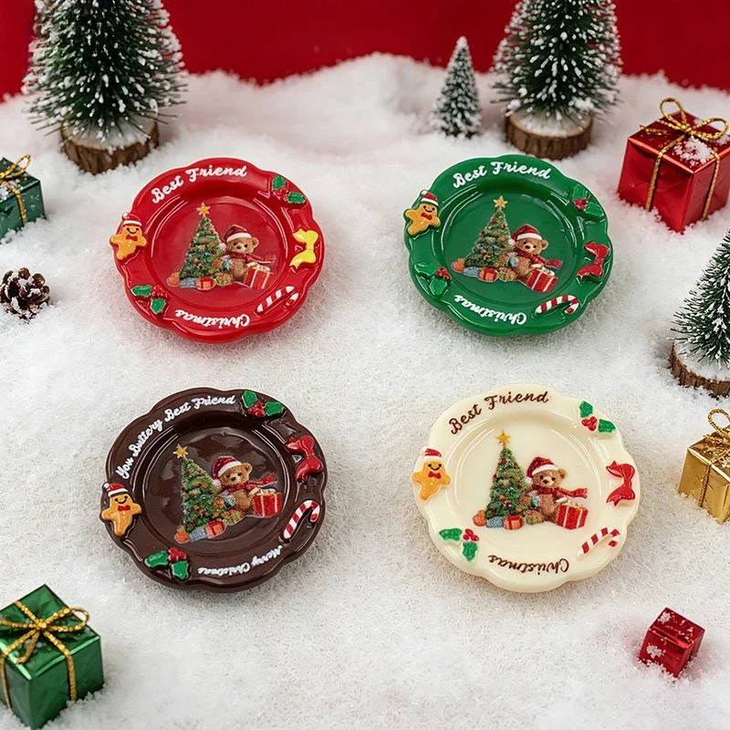 100pcs Wholesale Mini Christmas Plates Resin DIY Accessories for Keychain Pendants Desktop Oranment Dollhouse Decor