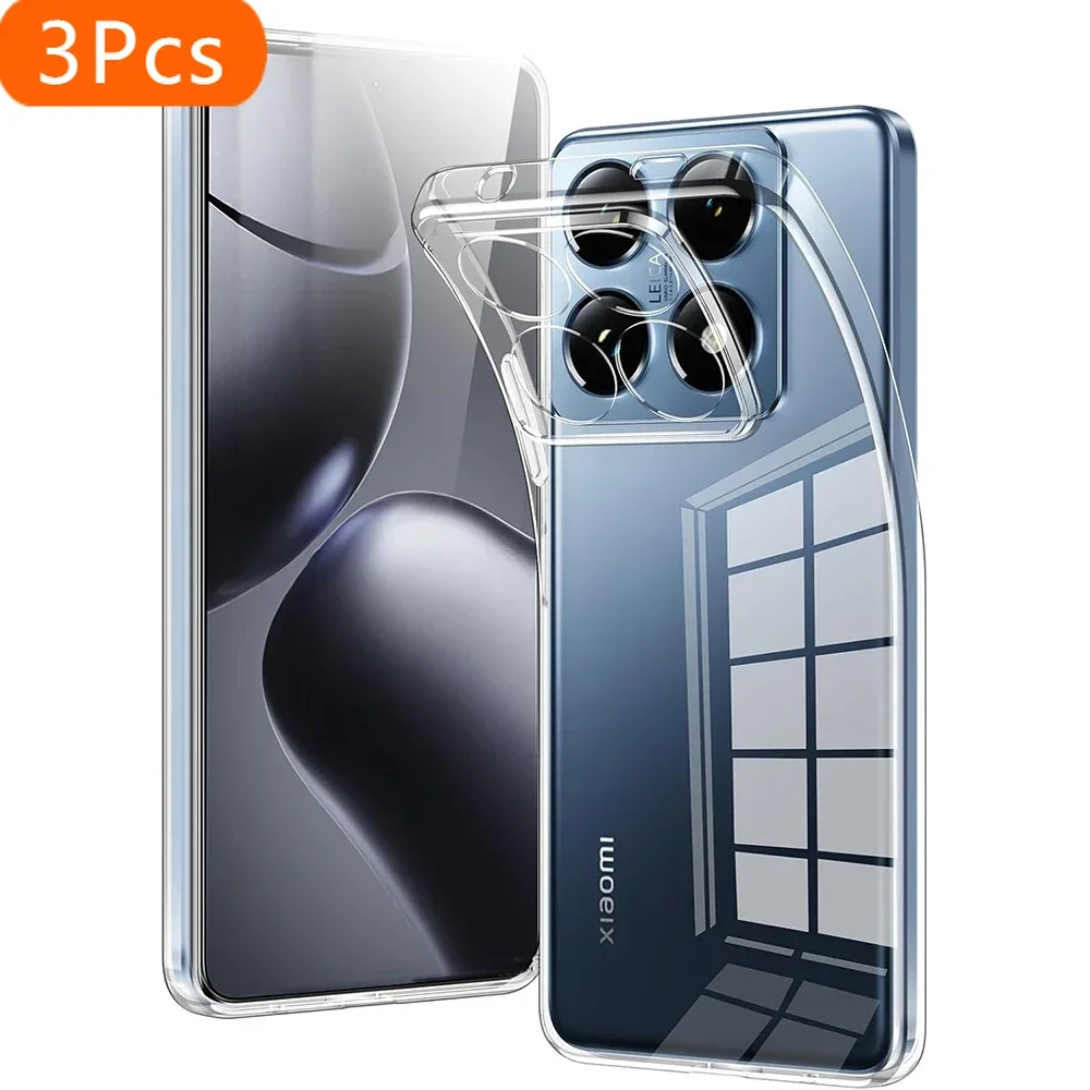 3 шт. ультратонкий прозрачный мягкий силиконовый чехол для Xiaomi Mi 15 14 14T 13 13T 12 12T 12X 12S 11 11i 11X Pro Ultra Lite Back Cover Tpu