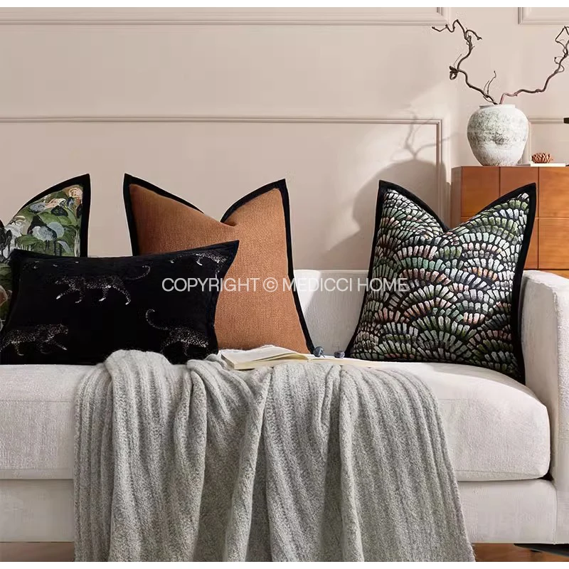 Medicci Home Rainbow Green Light Fancy Pillow Cover Luxurious Multi Colors Blocks Jacquard Cushion Case Modern Boho Decoration
