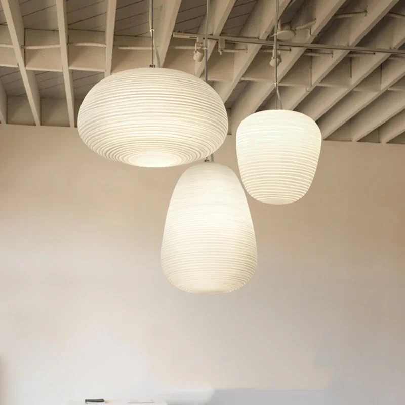 acrilico foscarini milky white glass whorls cocoon pendant light cozinha mesa de jantar sala de estudo decoracao da casa pendurado lampada 01