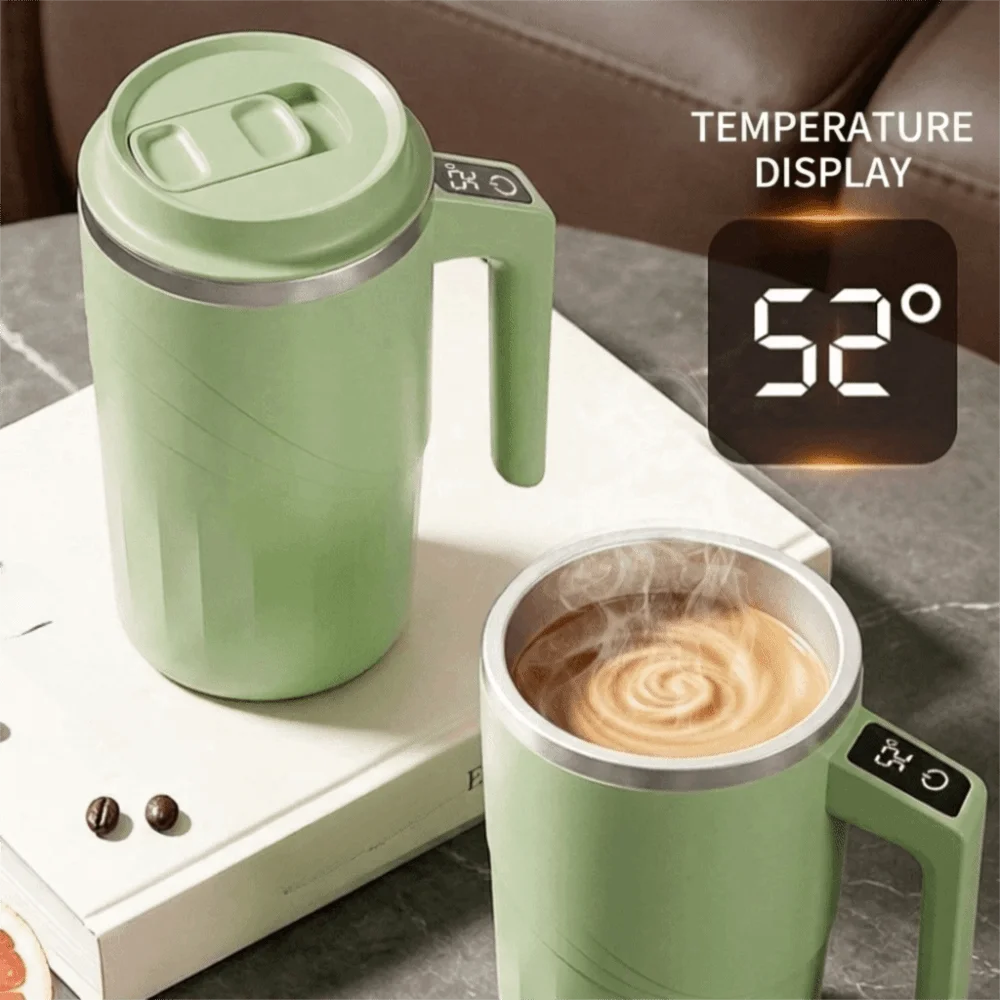 Magnetic Self-Stirring Coffee Mug Spill-Proof Lid Rechargeable Automatic Mixing Cup Touch Screen Portable Self Mixing Mug