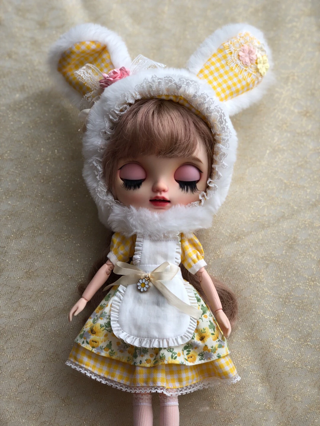 

BJD Blythe Clothes Yellow Rabbit skirt suit dress 1/6 30cm Dolls (Fit for Pullip,Ob24, Licca)