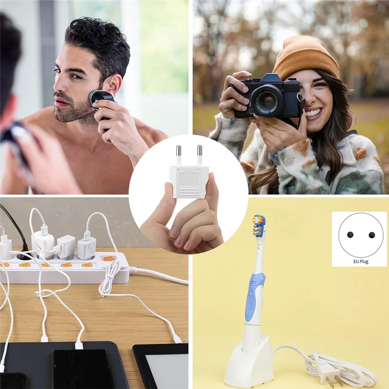 Adaptador de tomada europeu 20 peças eua para europa adaptador de tomada, adaptador de tomada tipo c de viagem europeia, conversor de energia europa plugue ue