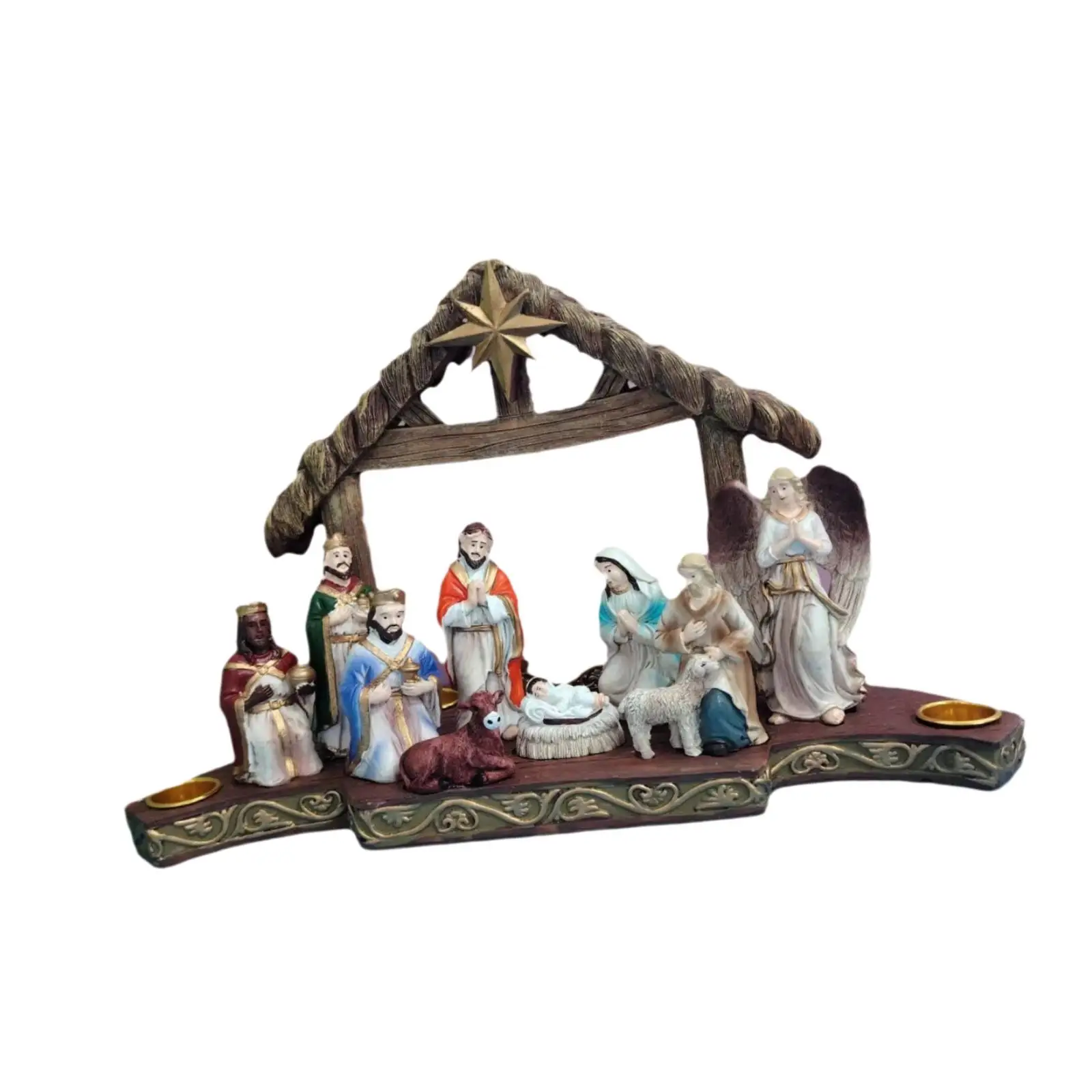 Nativity Scene Christmas Decor Resin Figurines Set for Home Tabletop Holiday Religious Carvings Collectible