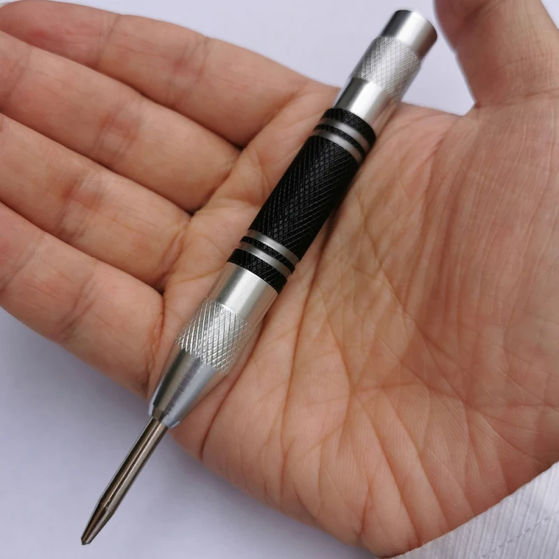 Super Strong Automatic Center Punch Adjustable Steel Spring Loaded Impact Metal Wood Marking Steel Tip for Drilling Hole