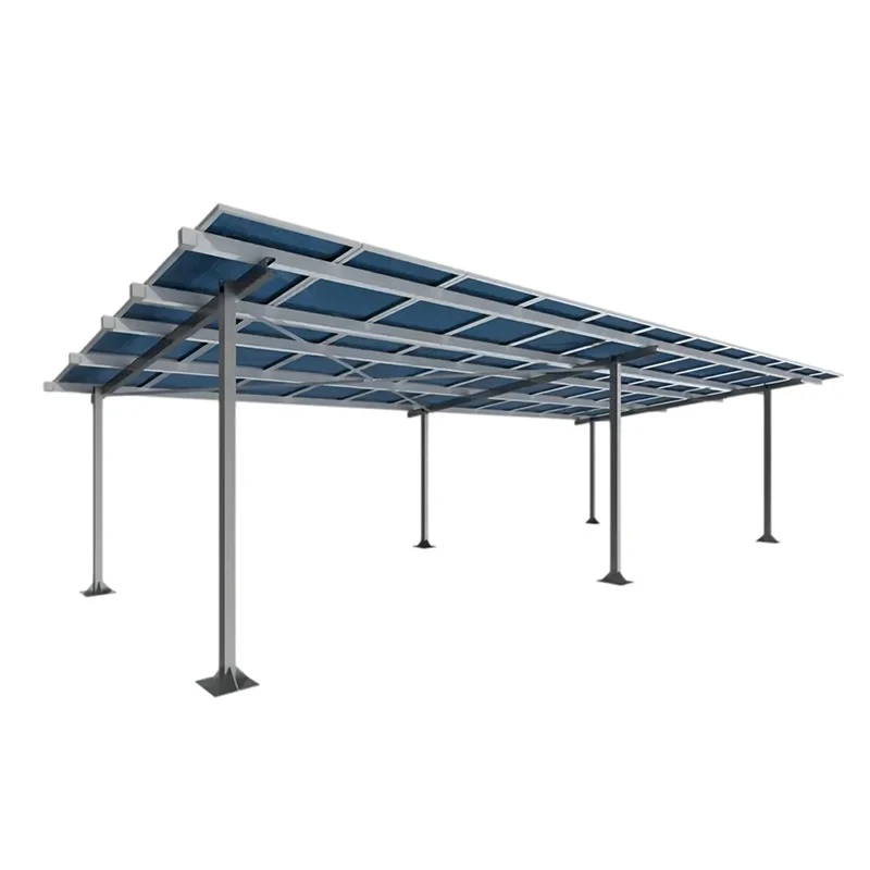 Galvanized steel solar car canopy 2, 4, 6, 8 parking spaces electric vehicle charging station pergola structure