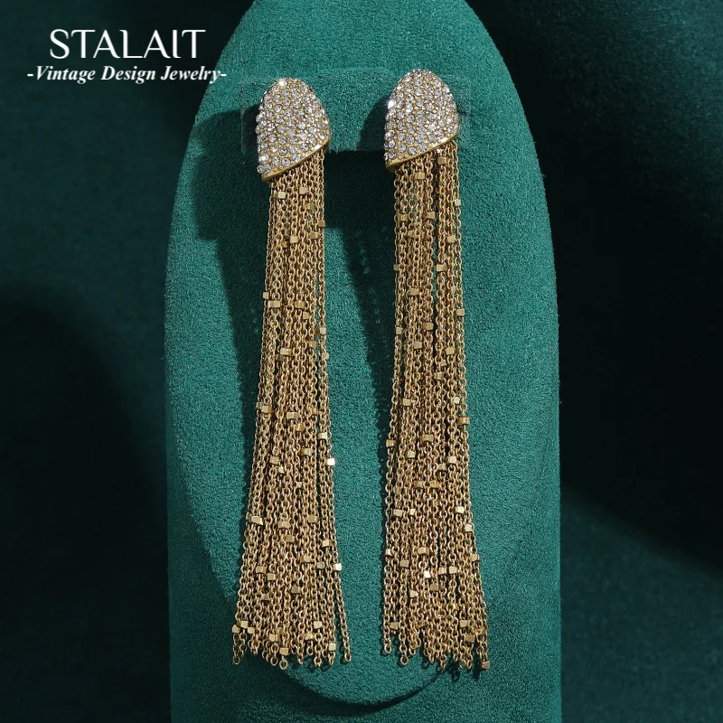 

Vintage Retro Long Tassel Chain Drop Earrings Antique Gold Color Bean Luxury Designer Jewelry Wedding Accessories For Women 2025