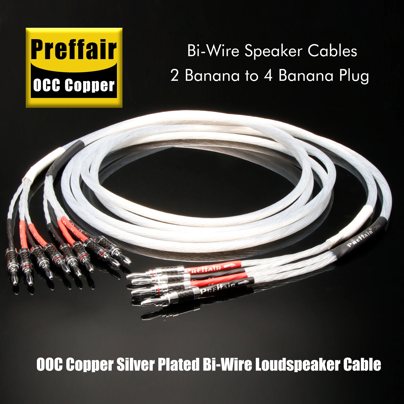 

Hifi Speaker Cable OCC Silver Plated Audioquest Speaker Cable Carbon Fiber Shell Banana Plug Bit wire Speaker Cable Single Wire