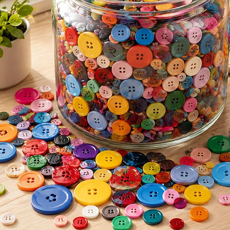 100/300/660Pcs Round Buttons – Resin Craft Buttons for Sewing, DIY Crafts, Clothing Replacement, Gift Wrapping & Decor TMZ