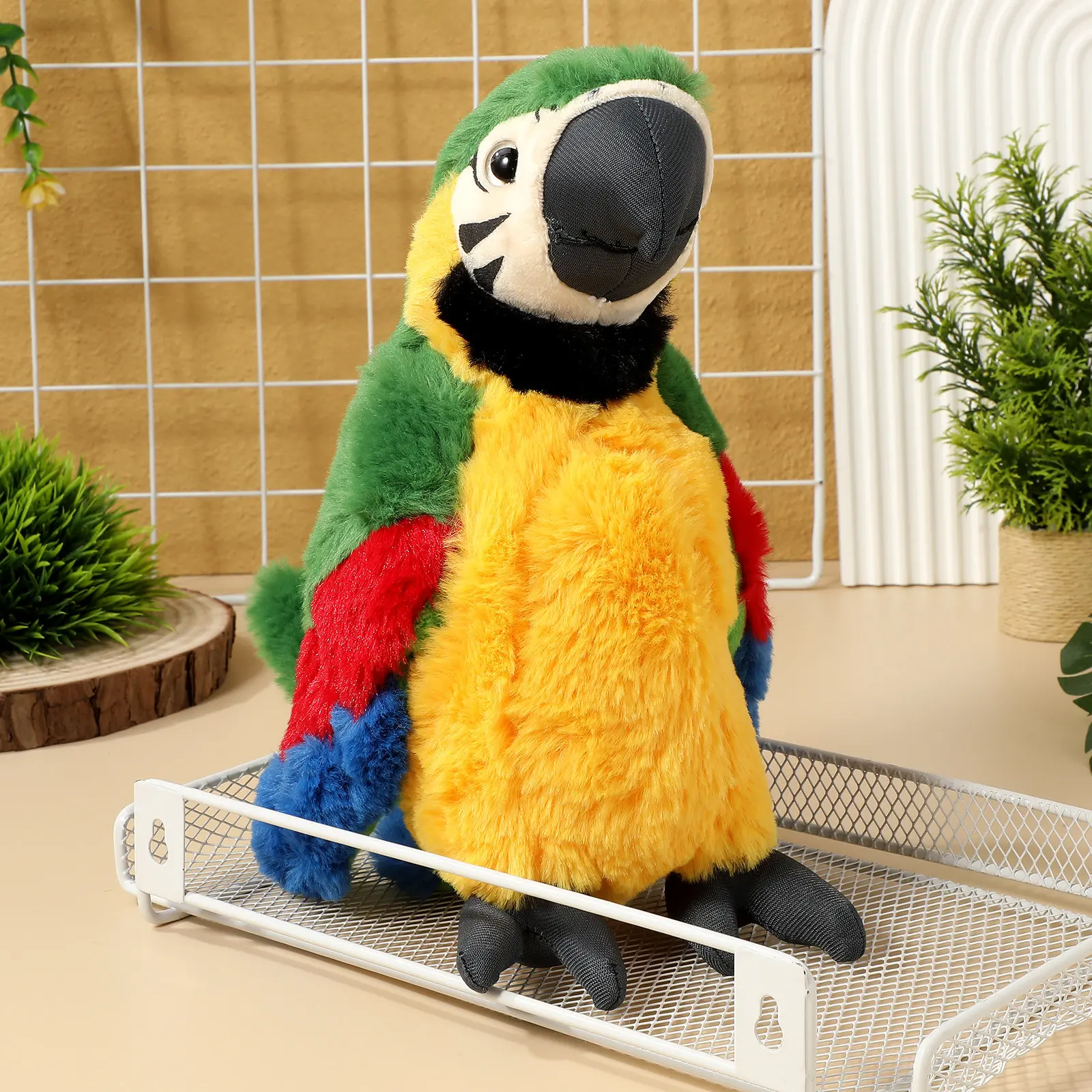 Vivid Stuffed Parrot Animal Plushie for Children Expressive Eyes Plump Shape Easy Washable Safe Bird Decoration Home Office